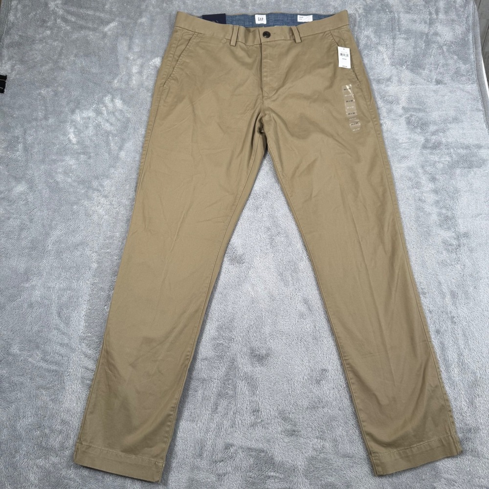 Gap Mens Factory Khakis Chinos 33x32 Khaki Slim Fit GapFlex 189912-01-1 Office